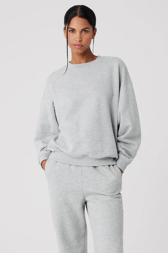Alo Yoga Accolade Crew Neck Pullover - Athletic Heather Grey