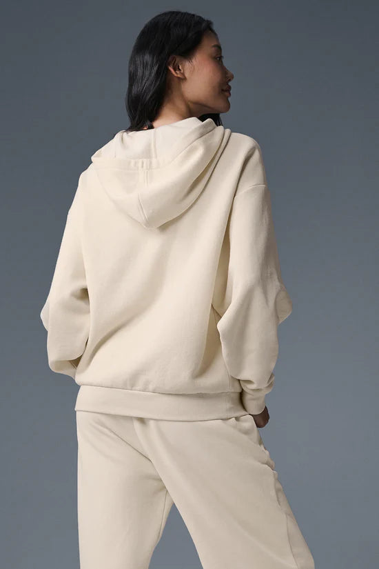 Alo Yoga Accolade Full Zip Hoodie - Oat Milk