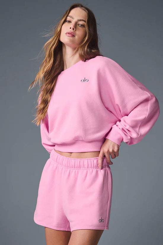 Alo Yoga Cropped Accolade Crewneck - Sweet Pink (PREVENTA)